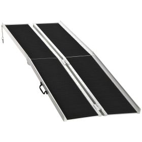 8ft Aluminum Access Ramp, Portable, Non-Skid Surface, Easy Storage, for Quick Access, Steps, Doorways, Black