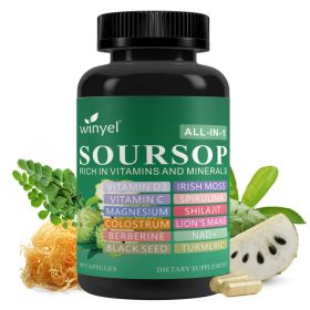 WINYEL Soursop Supplement 60 Capsules With 20 Herbal Extracts Including Seaweed Lion's Mane Turmeric Vegan Edible Vitamin For Overall Health (Option: 1)